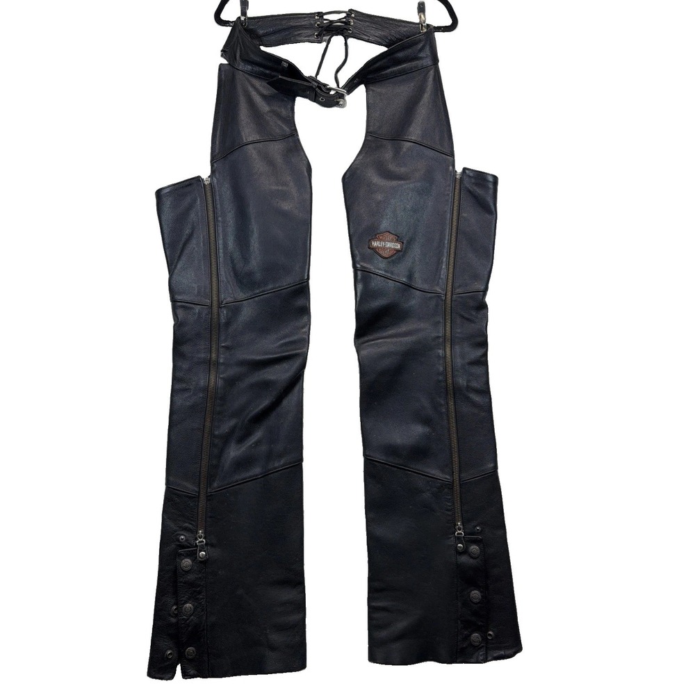 Harley Davidson Womens Leather Motorcycle Chaps Small Black Riding Biker Cruiser